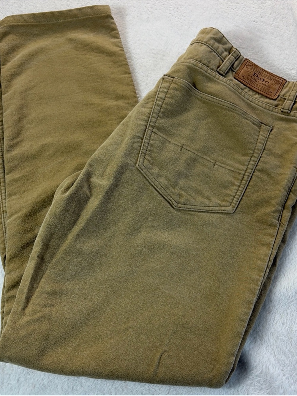 Polo Ralph Lauren Jeans Mens 36X32 Tan Varick Slim Straight Button Fly Pants